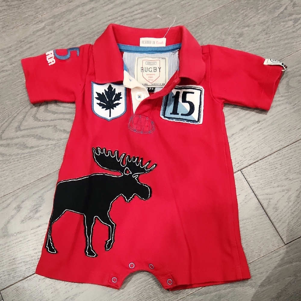 Hatley Red Rugby Baby Romper